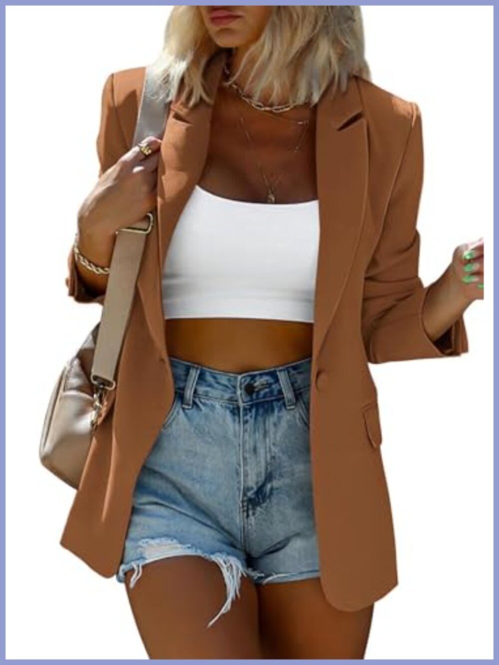 Womens Blazer Twill Lined Open Front Business Casual Oversized